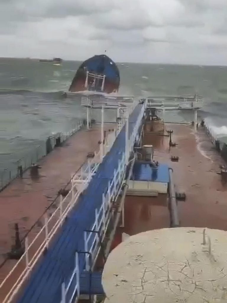 Two Russian cargo ships are in distress near Crimea following bad weather